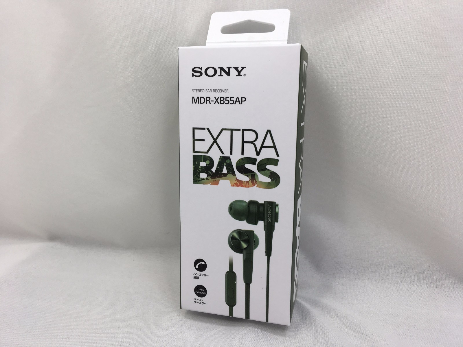 SONY Earphone Deep Bass MDR-XB55AP Canal Remote Control w/ mic Green from Japan