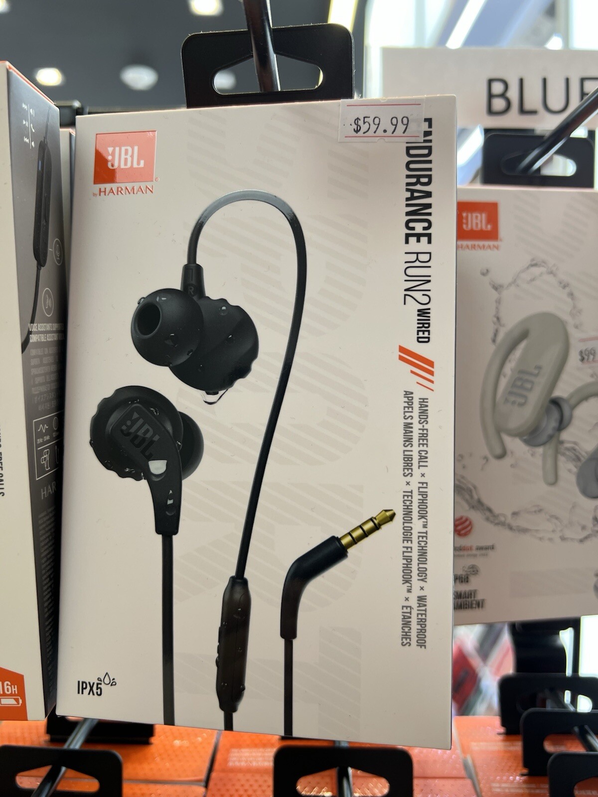 JBL Endurance Run 2 Wired Waterproof Sport in-Ear Headphones – Black – SEALED