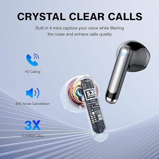 Wireless Earbuds Bluetooth 5.3 Headphone Headset Hi-Fi Stereo Noise Cancellation