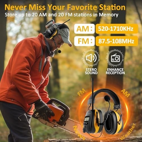 Bluetooth 5.4 Radio Headphones with Gel Ear Pads, Boom Mic, Rechargeable, AM/FM