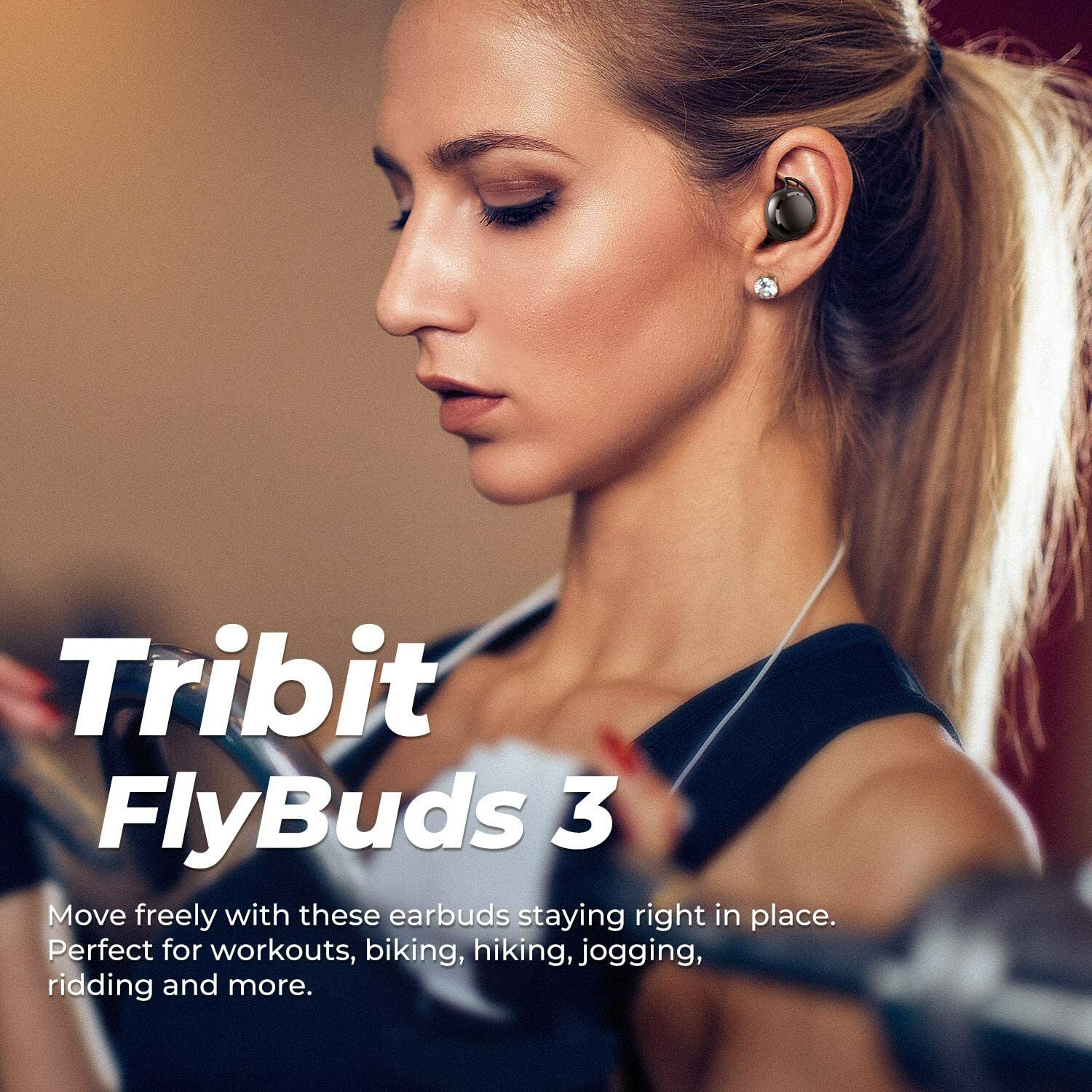 Tribit FlyBuds 3 Wireless Earbuds Bluetooth 5.0 with Mic for Sport Travel, Black