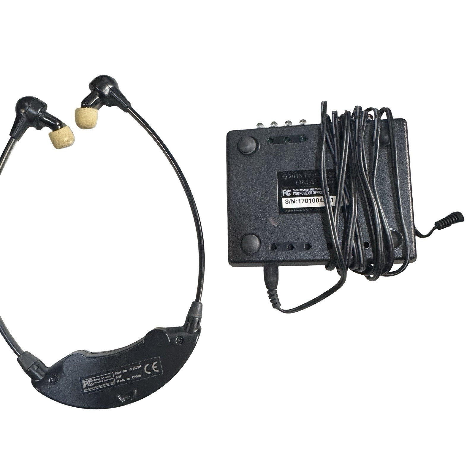 TV Ears Digital Wireless Listening System Model 21502F Earphone Dock Headset