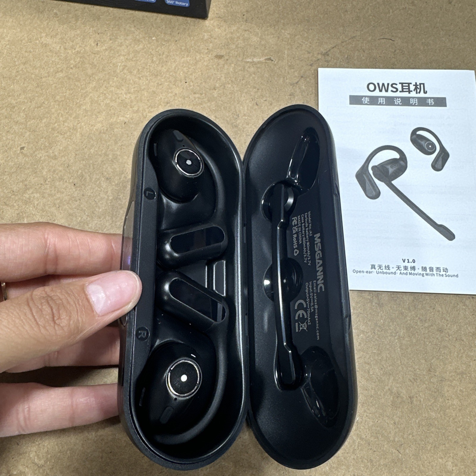 5.4 Bluetooth Touch Screen Open Ear Headphones Wireless Earbuds Headset- Used