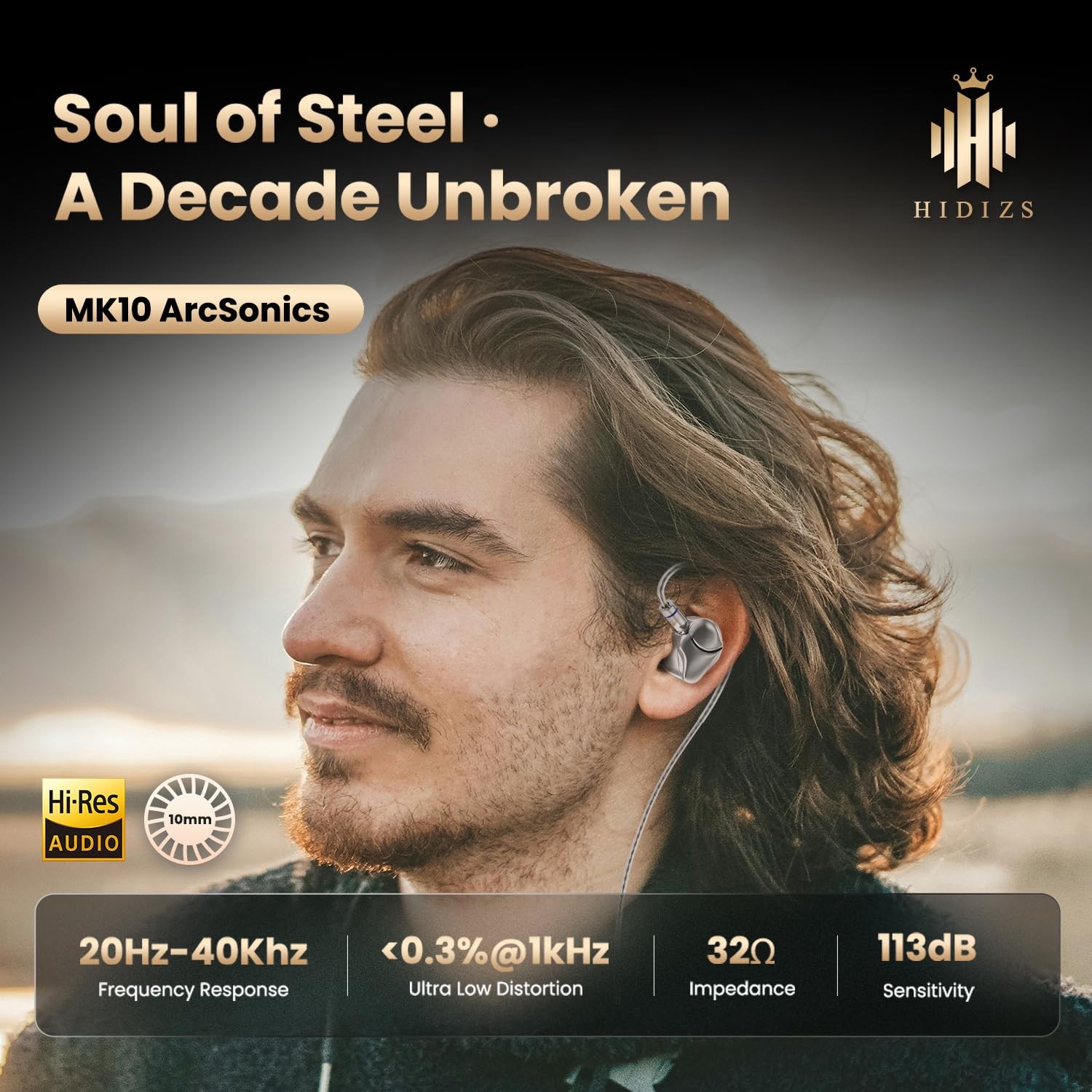 Hidizs MK10 ArcSonics 6 Sound Styles IEMs, Zinc Alloy Shell, 4.4mm OFC Cable