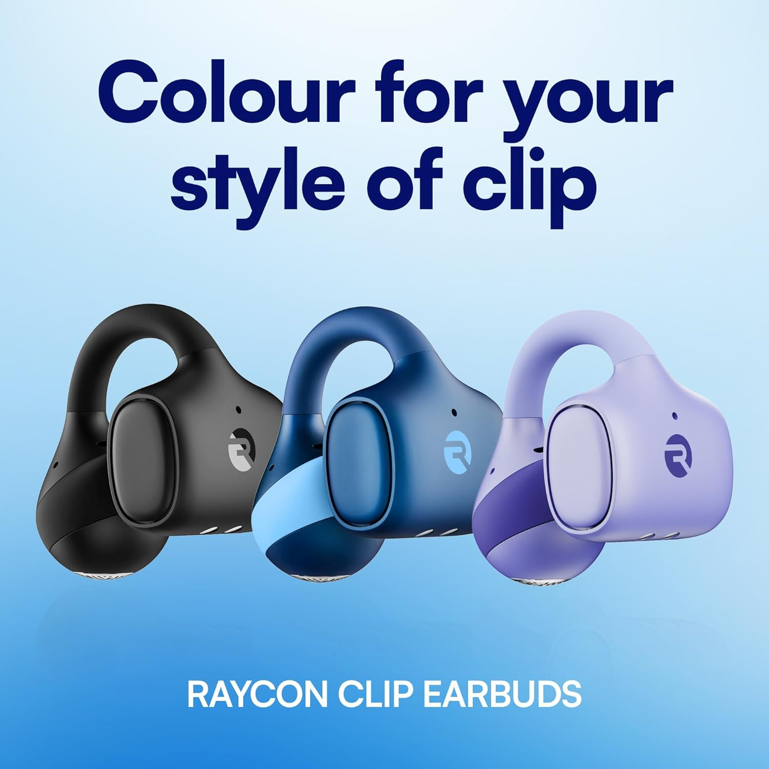 Everyday Clip on Earbuds – Open Ear Headphones, Lightweight Wireless Earbuds Blu