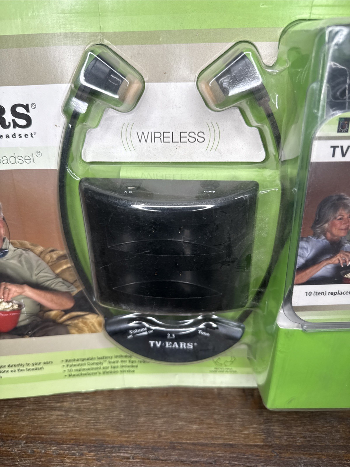 TV Ears Noise Reduction TV Headset Wireless Rechargeable Battery New Old Stock