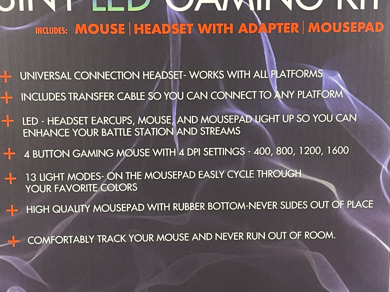 New Sealed LVLUP 3 Piece LED Light Up Pro Gaming Kit- Headset / Mouse / Mousepad