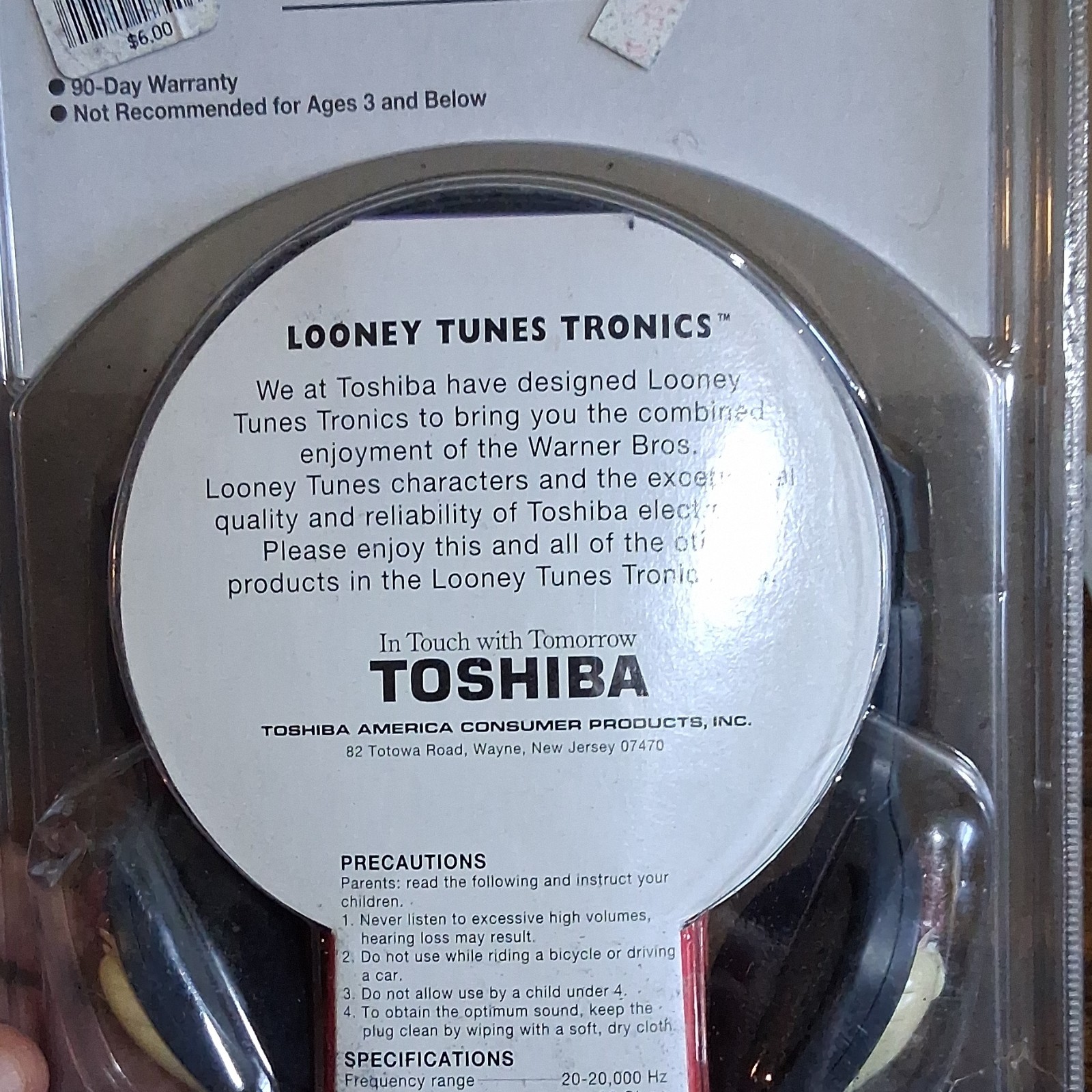 Toshiba Looney Tunes Taz Headband Stereo Headphones 3.5mm 30mm LT100TAZ