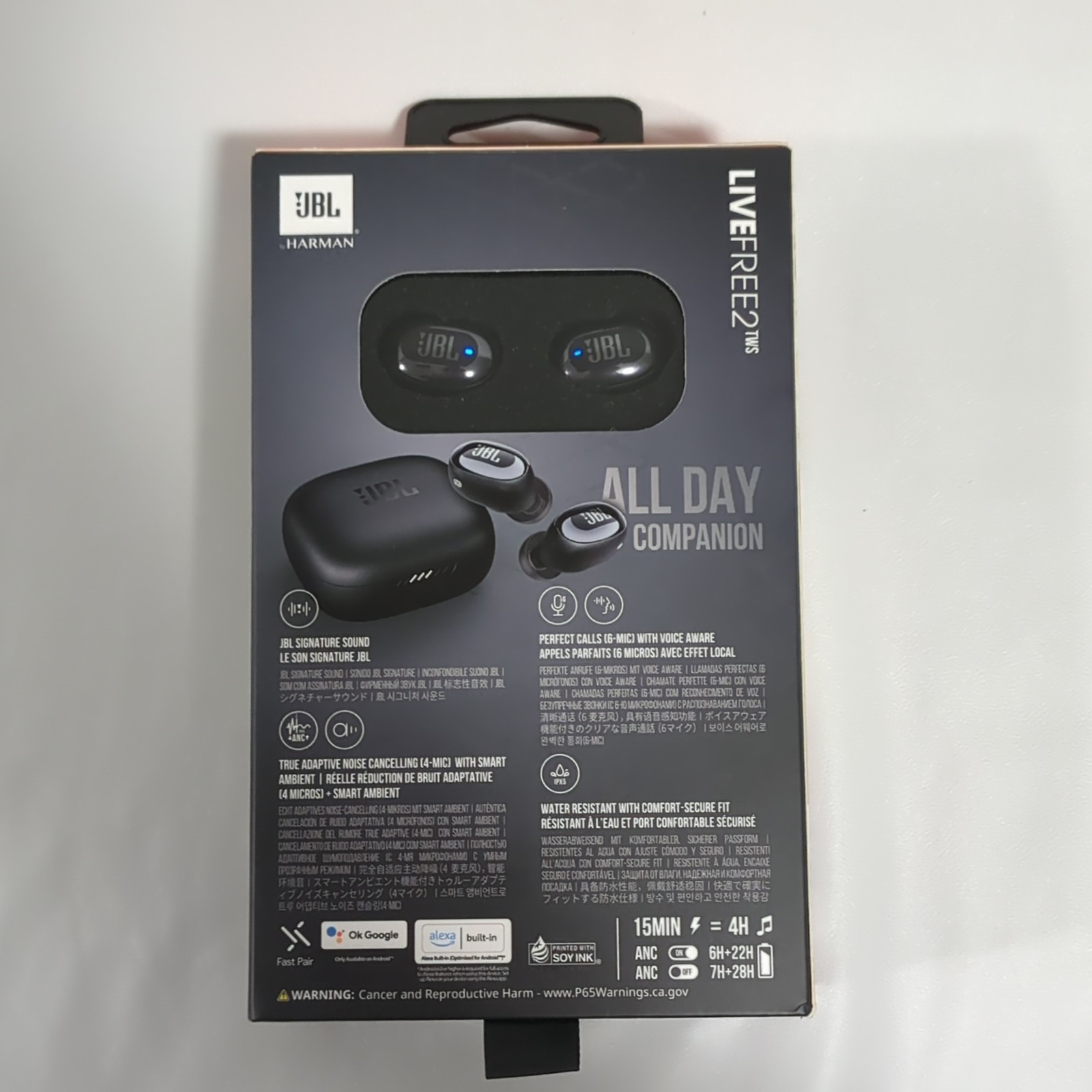 JBL Live Free 2 TWS In-Ear Earbuds ANC Bluetooth with Charging Case, Black