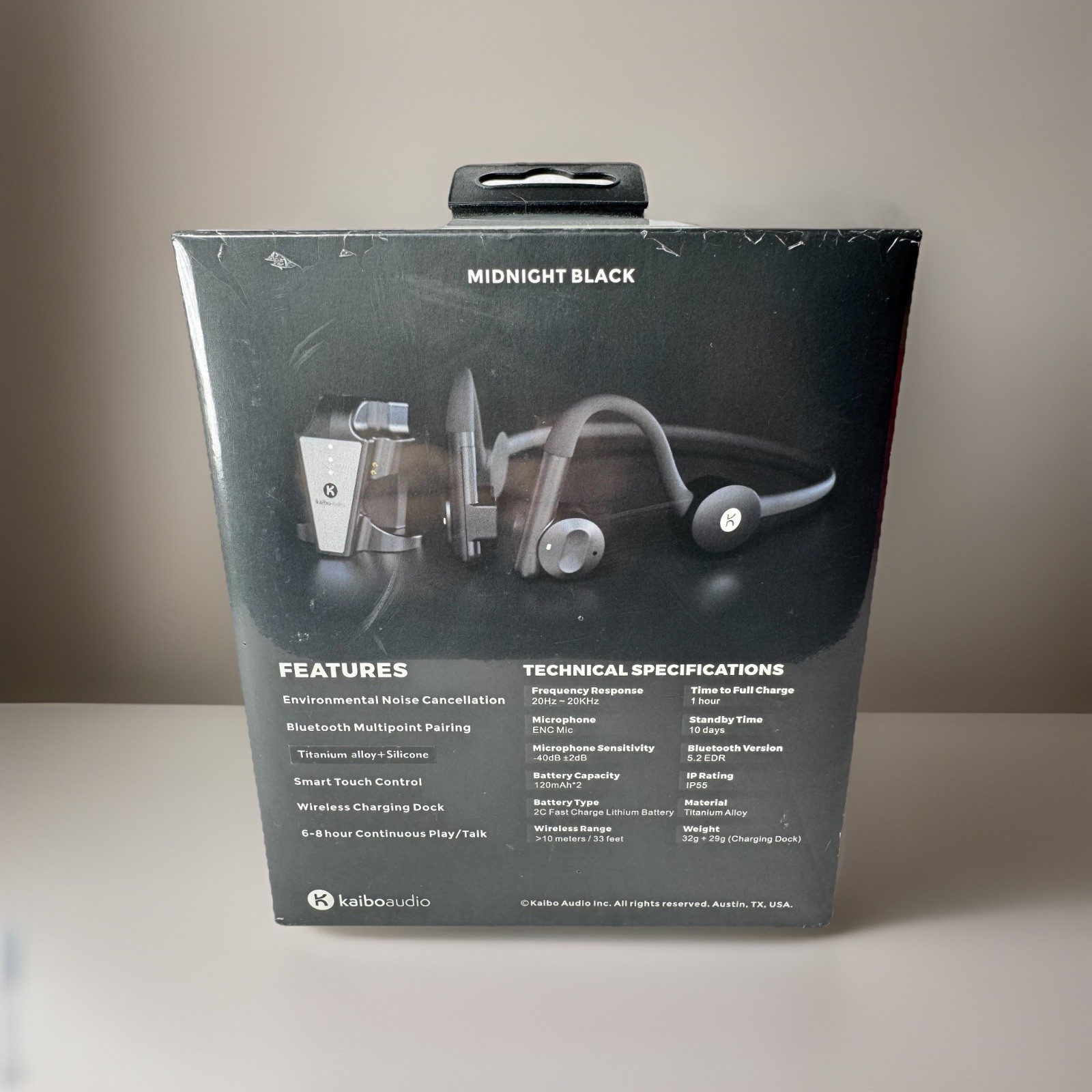 Kaibo Flex Bone Conduction Midnight Black Headphones- Sealed NIB