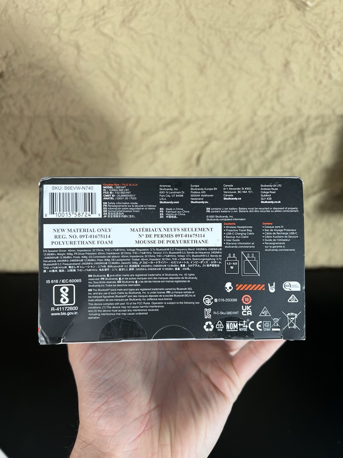 Skullcandy Crusher EVO Over the Ear Wireless Headphones – Black Factory Sealed