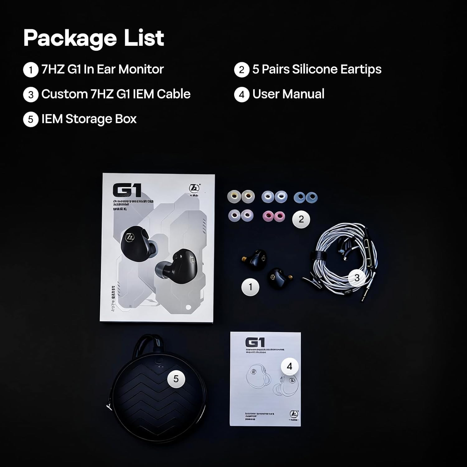 Linsoul 7HZ G1 in-Ear Monitor, 10mm DLC Diaphragm Dynamic Driver IEM Earphone, W