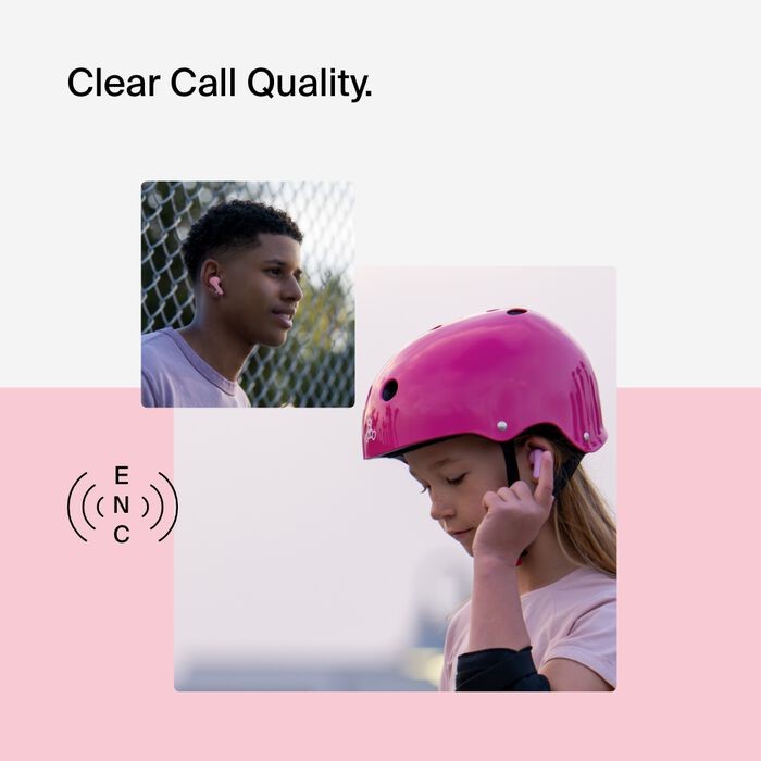 Belkin SoundForm Nano 2 Bluetooth Kids Earbuds – Volume Limited, Sports – Pink