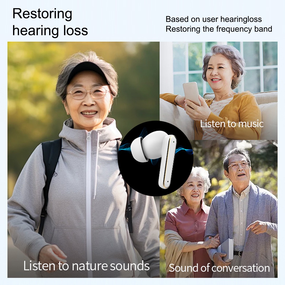 Digital In-Ear Bluetooth Headset Hearing Aid Sound Display Amplifier Headset US