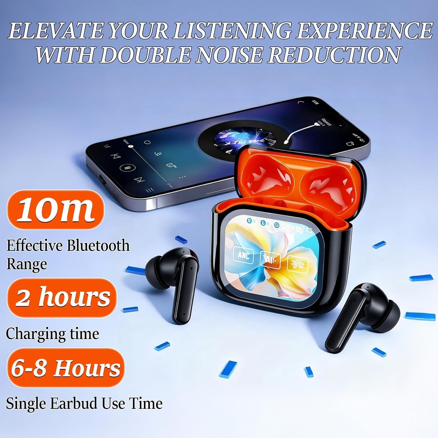 HTC NE20 Bluetooth 6.0 Earphones AI Translator Wireless Earbuds LCD Touch New Sp