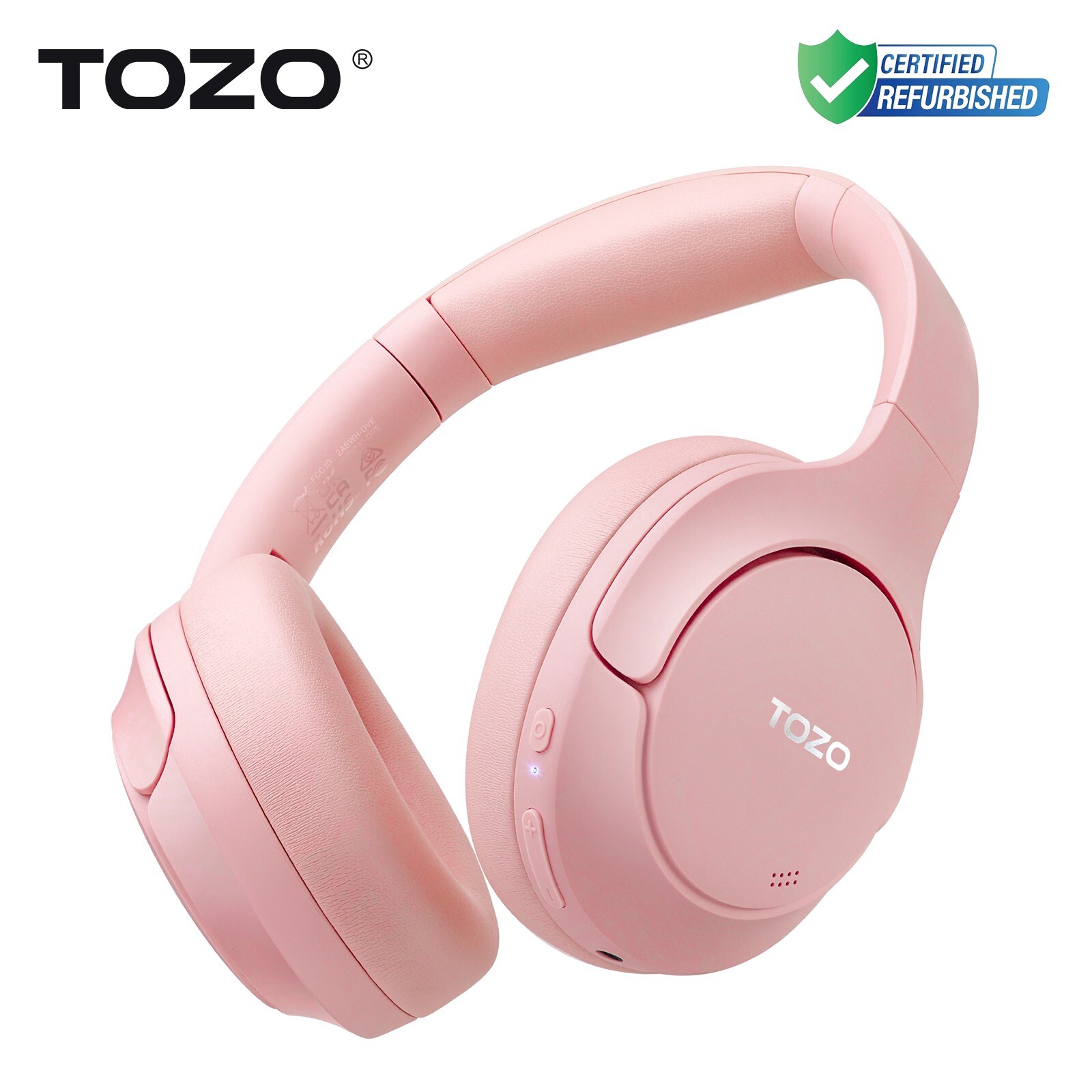 TOZO HT2 Over Ear Headphones ANC Hi-Res Audio Headset, Pink (Renew)