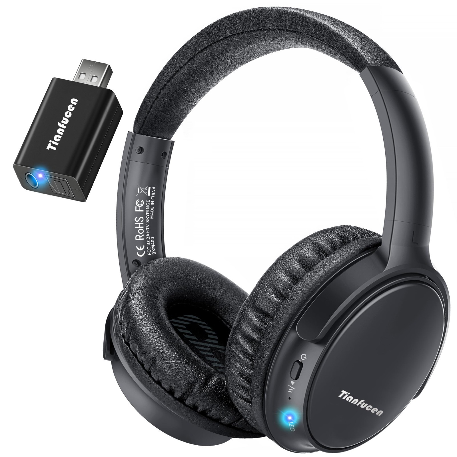 Tianfucen Wireless Headphones for TV, BKM400 TV Headphones Wireless for Seniors,