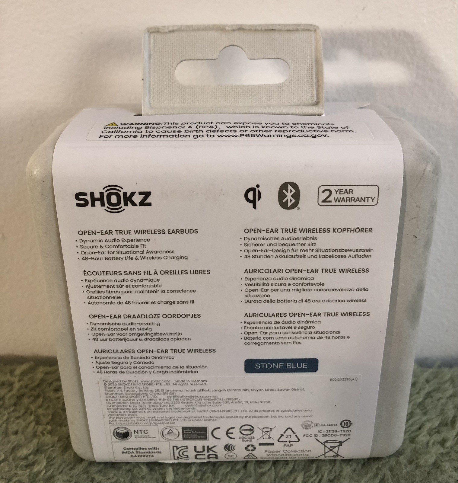 New Shokz – OpenFit 2+ Plus Open-Ear True Wireless Bluetooth Earbuds Stone Blue