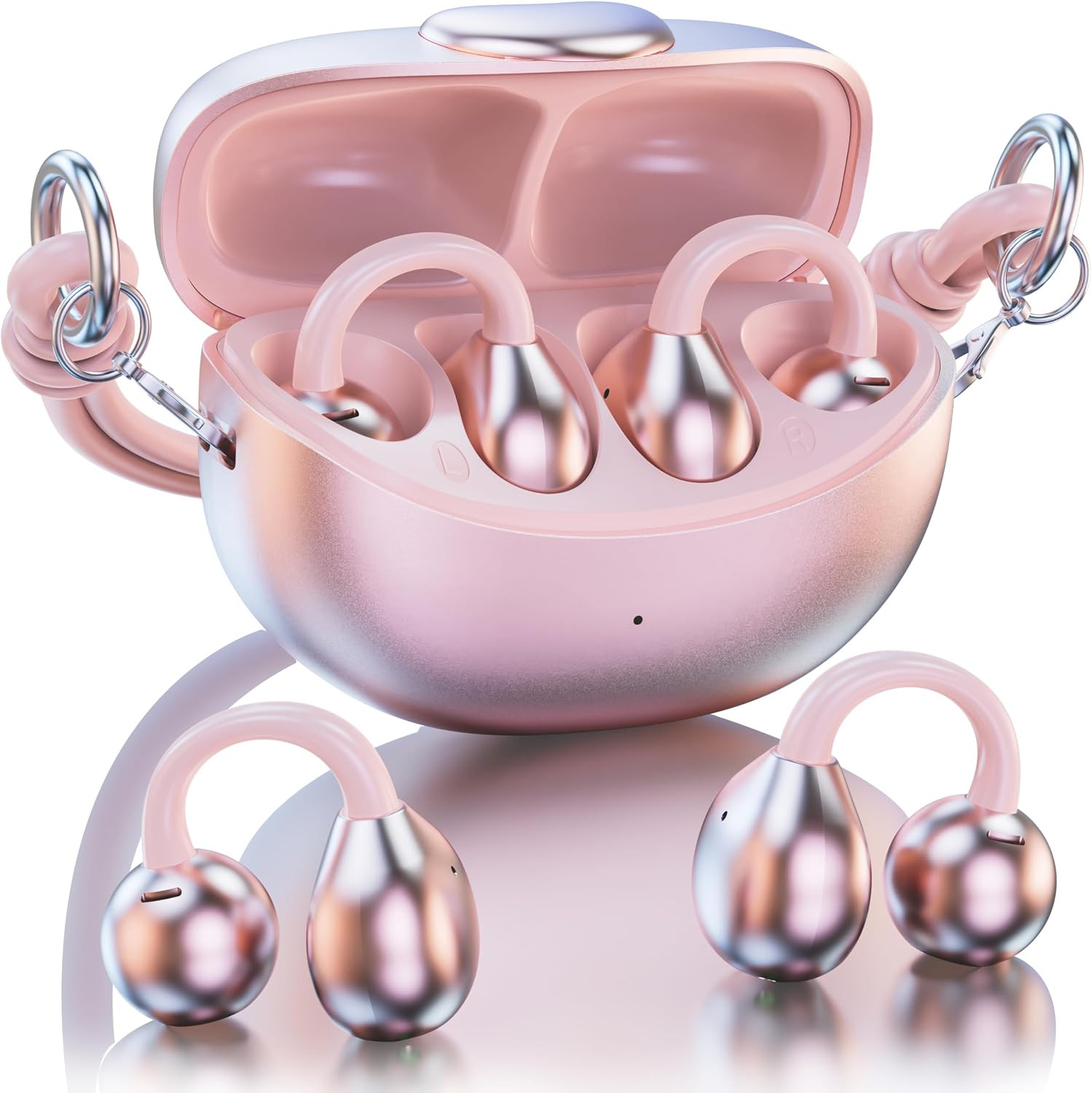 Bluetooth 6.0 Clip-On Earbuds for Women, Hi-Fi Sound, 40H Playtime