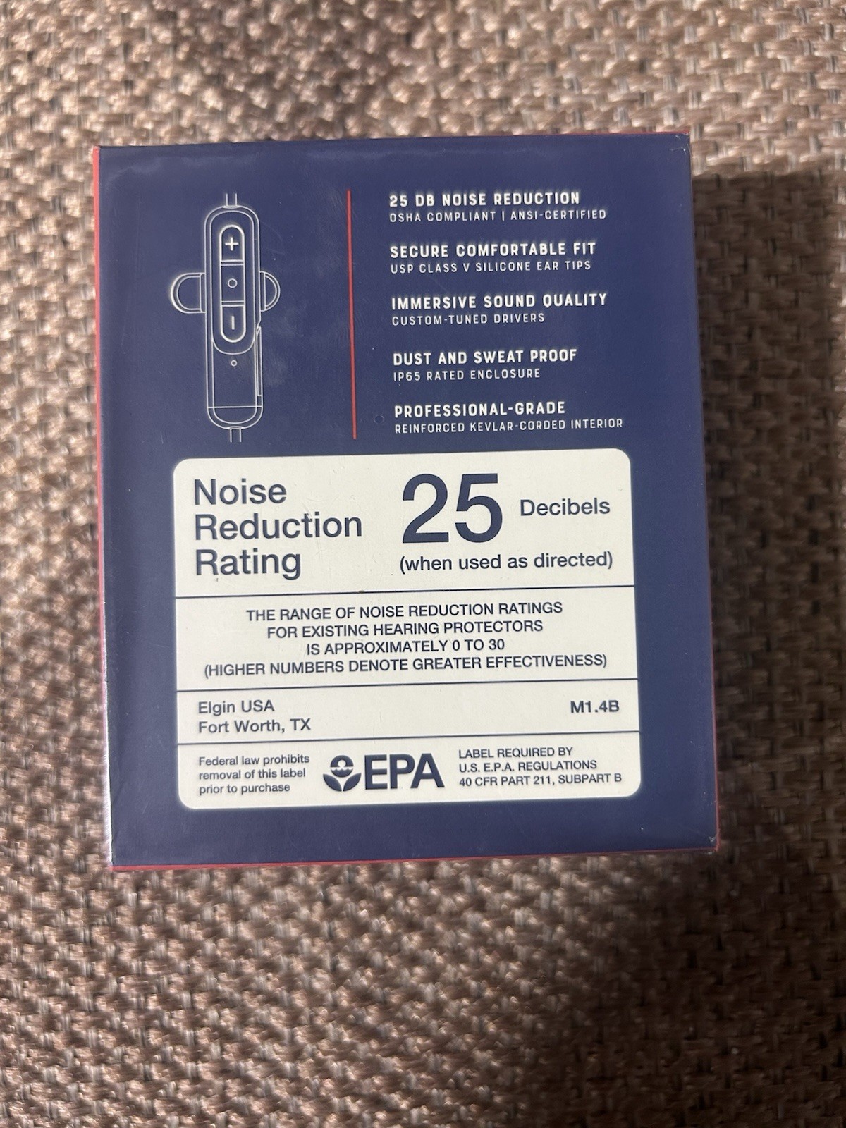 Elgin Ruckus Wireless Bluetooth Noise-Isolating NRR 25dB Neckband Black