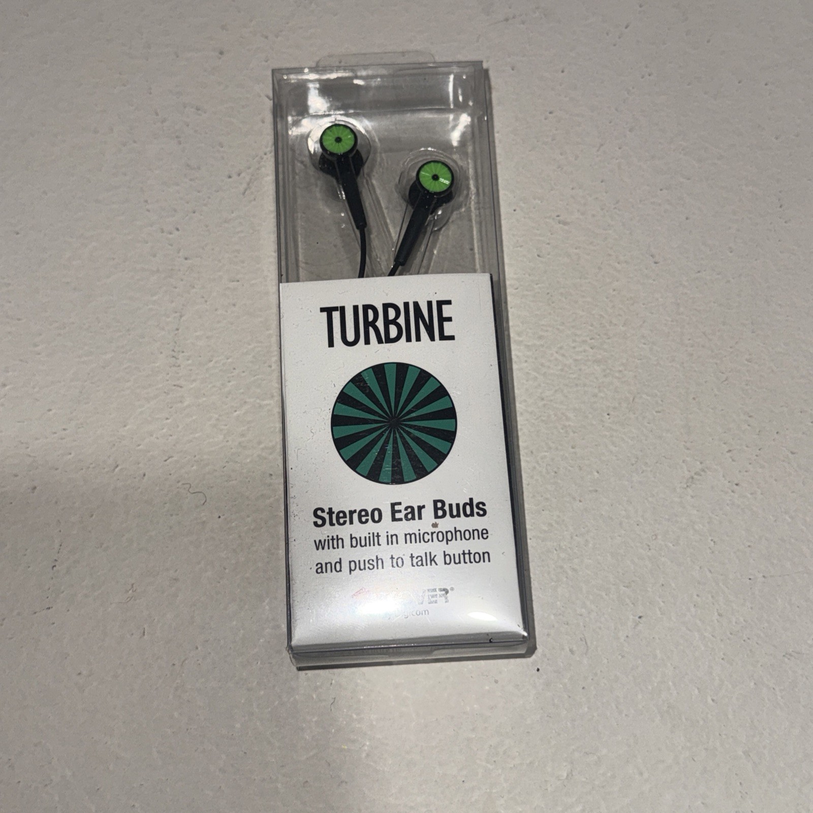 Turbine stereo earbuds built-in microphone & push to talk button 3.5mm Green