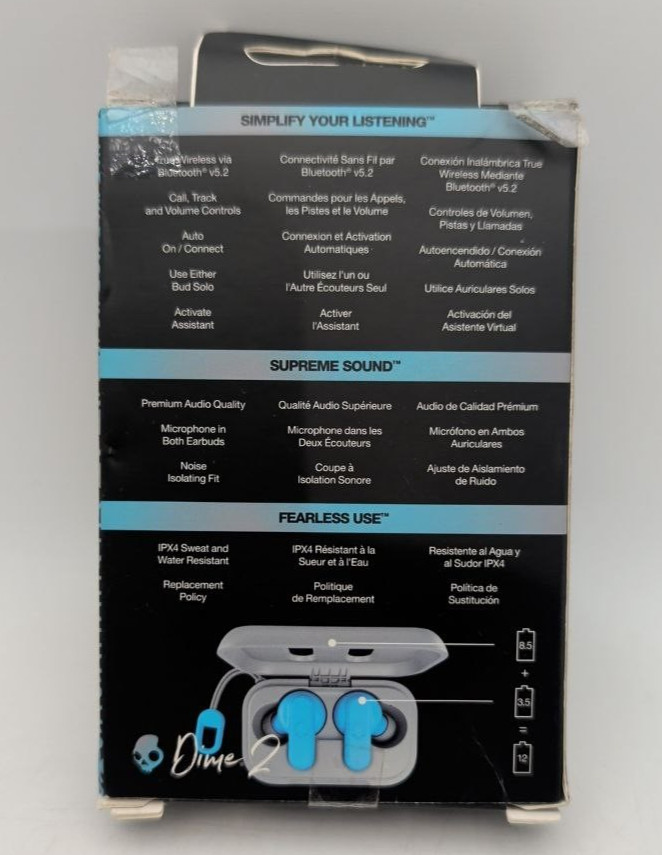 Skullcandy Dime 2 True Wireless Earbuds Noise Isolating Water Resistant Gray