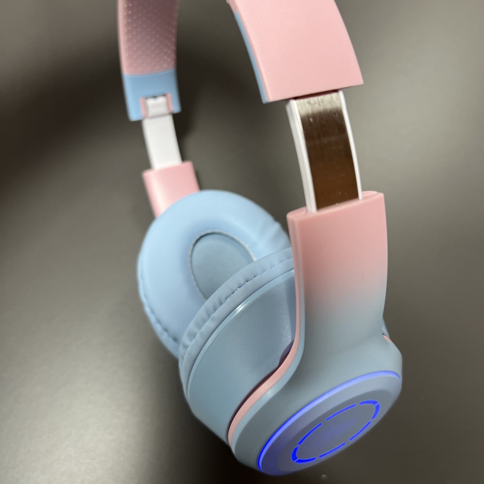 LED Adjustable Wireless Headphones Pink/blue Kids Adults Fold Up To Store