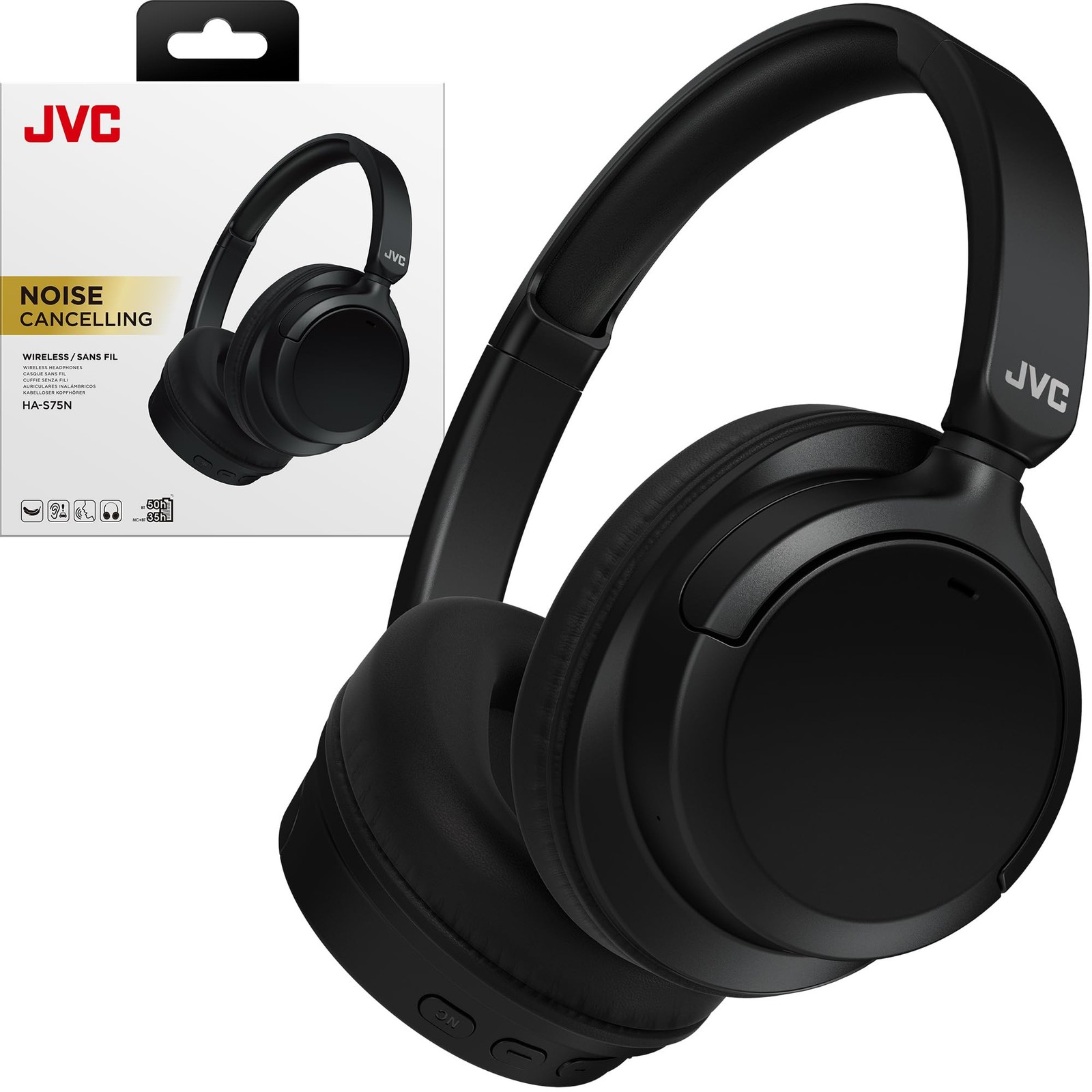 Jvc Noise Cancelling Wireless Headphones 35 Hours Battery Lightweight Comfort