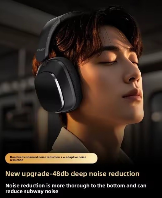 Acer OHR525 ANC Bluetooth Headphones Black Wireless HD Mic Active New