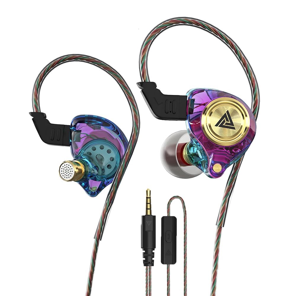 Yeabomy Wired Gaming Earbuds, Ak3file in Ear Monitors, Deep Bass Sound Purple