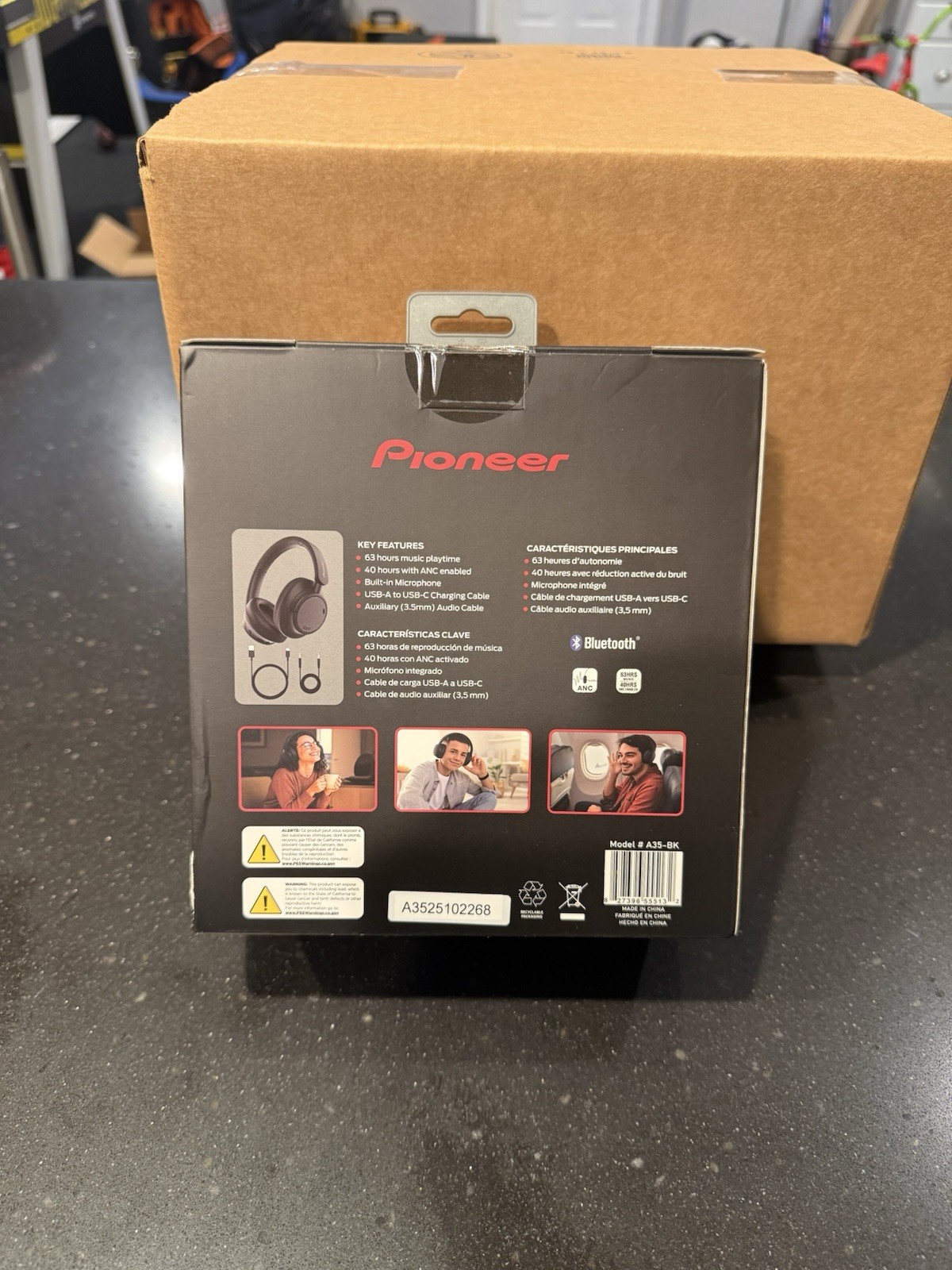 Pioneer A35-BK Headphones – Wireless Bluetooth Headset