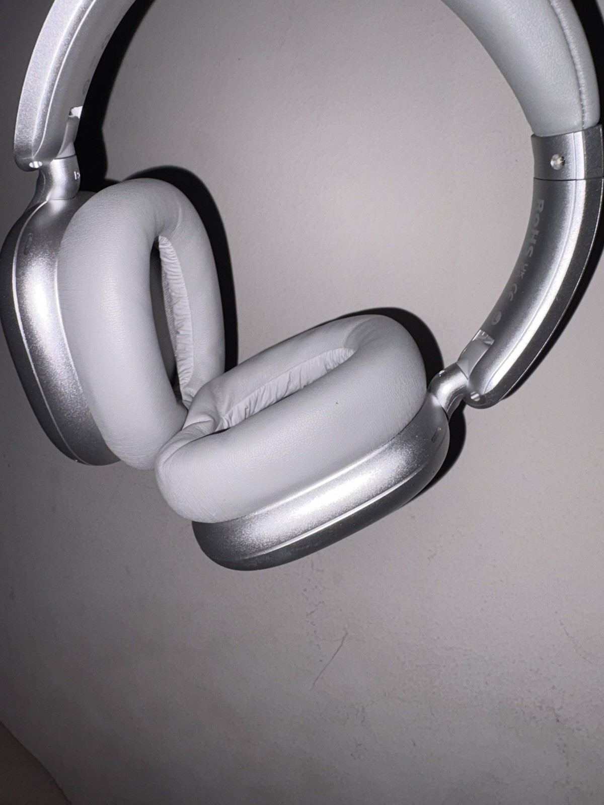 Silver/White Over-Ear Ear-Cup Headband Headphones, Double Earpieces