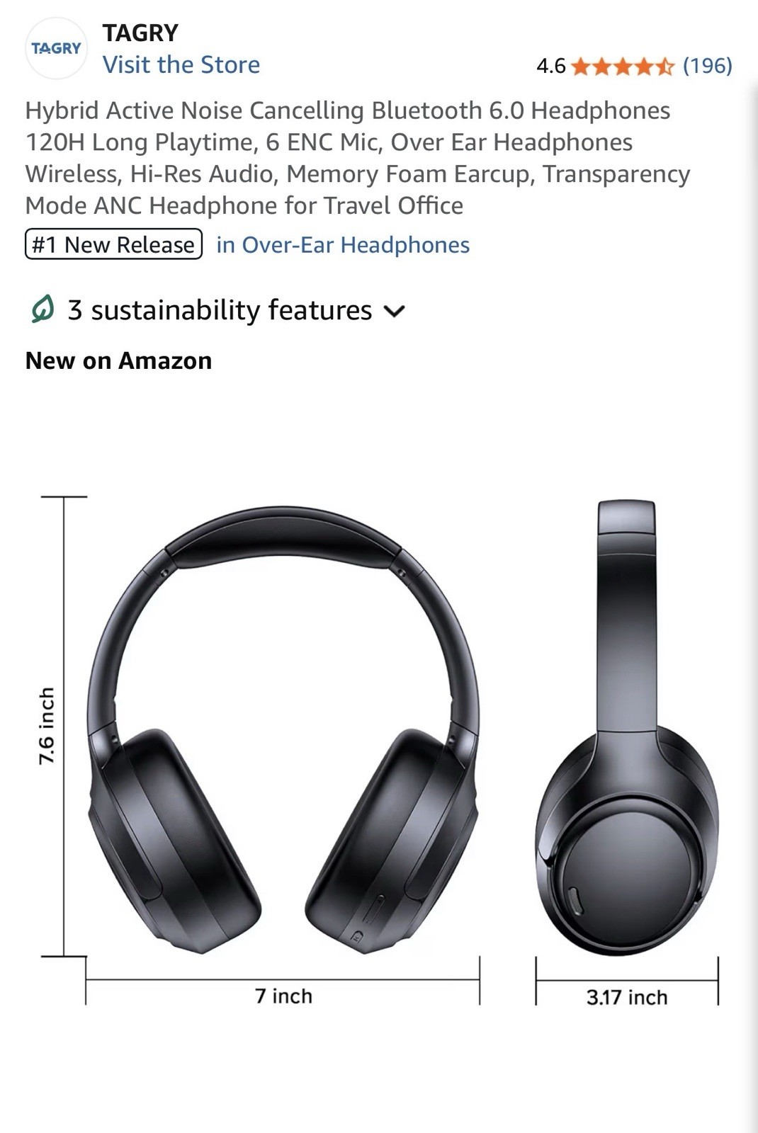 Hybrid Active Noise Cancelling Bluetooth 6.0 Headphones 120H Long Playtime