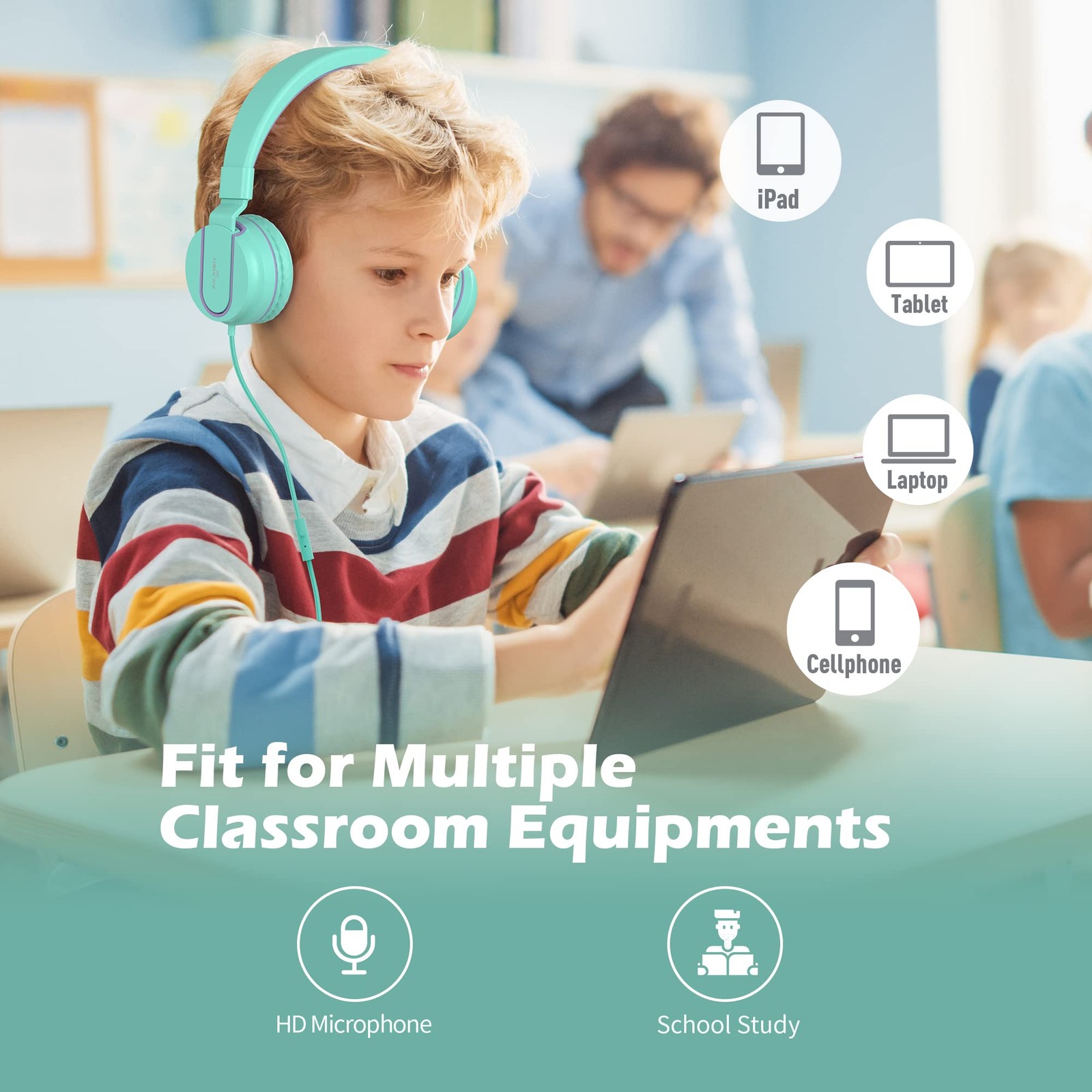 AILIHEN I35 Kid Headphones with Microphone Volume Limited Childrens Girls Boys