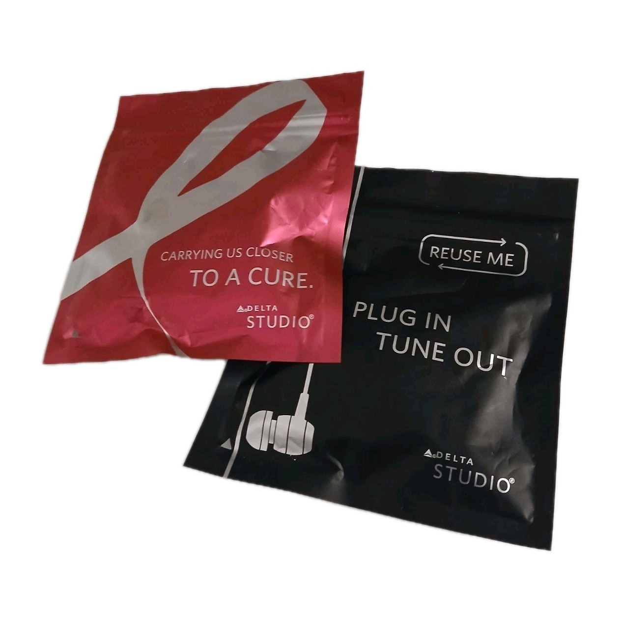 LOT 2 Delta Airlines Earbuds w/Special Breast Cancer Version Studio New