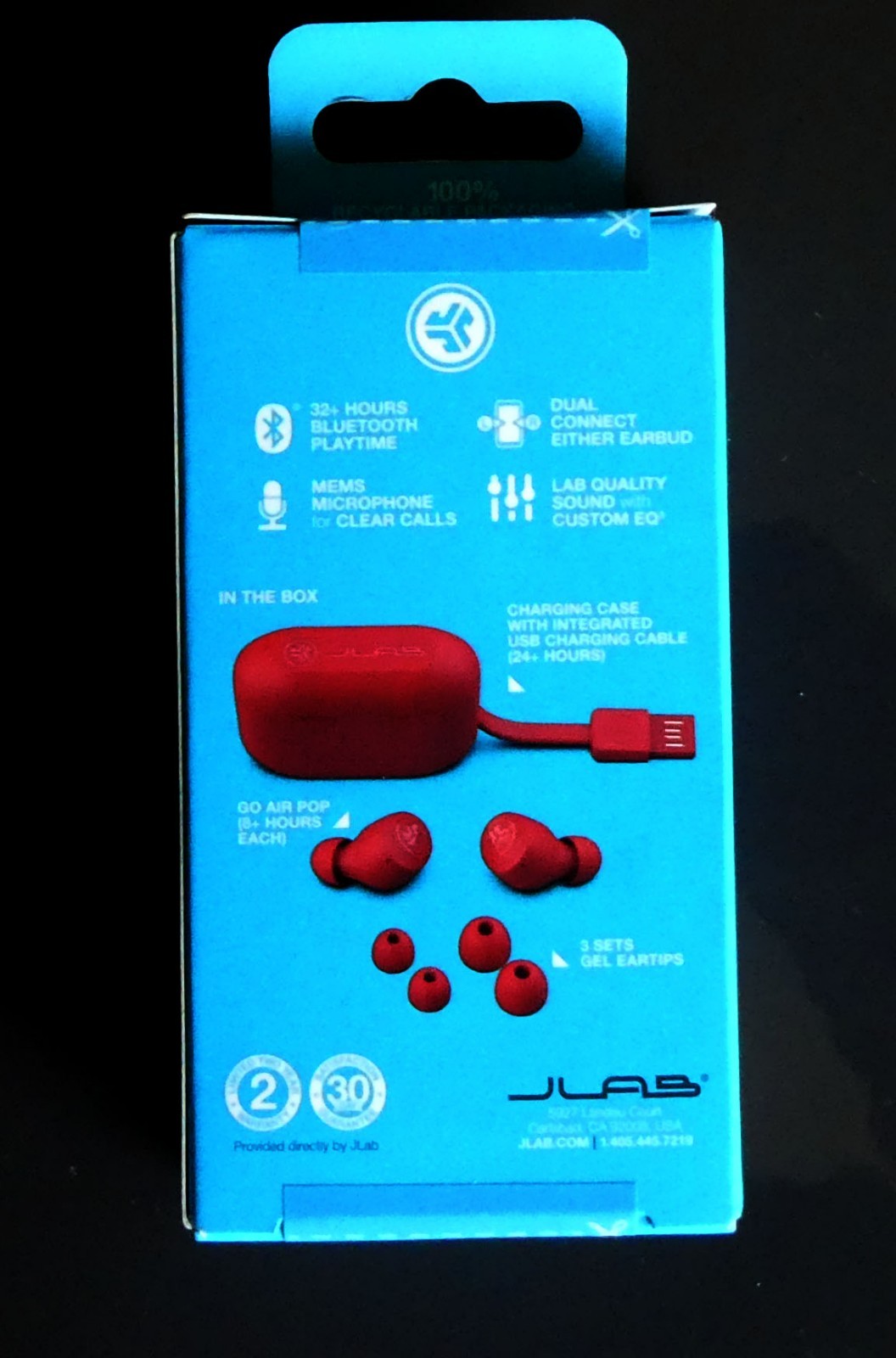 JLAB Go Air Pop Wireless Bluetooth Earbuds w/Charging Case (Red)