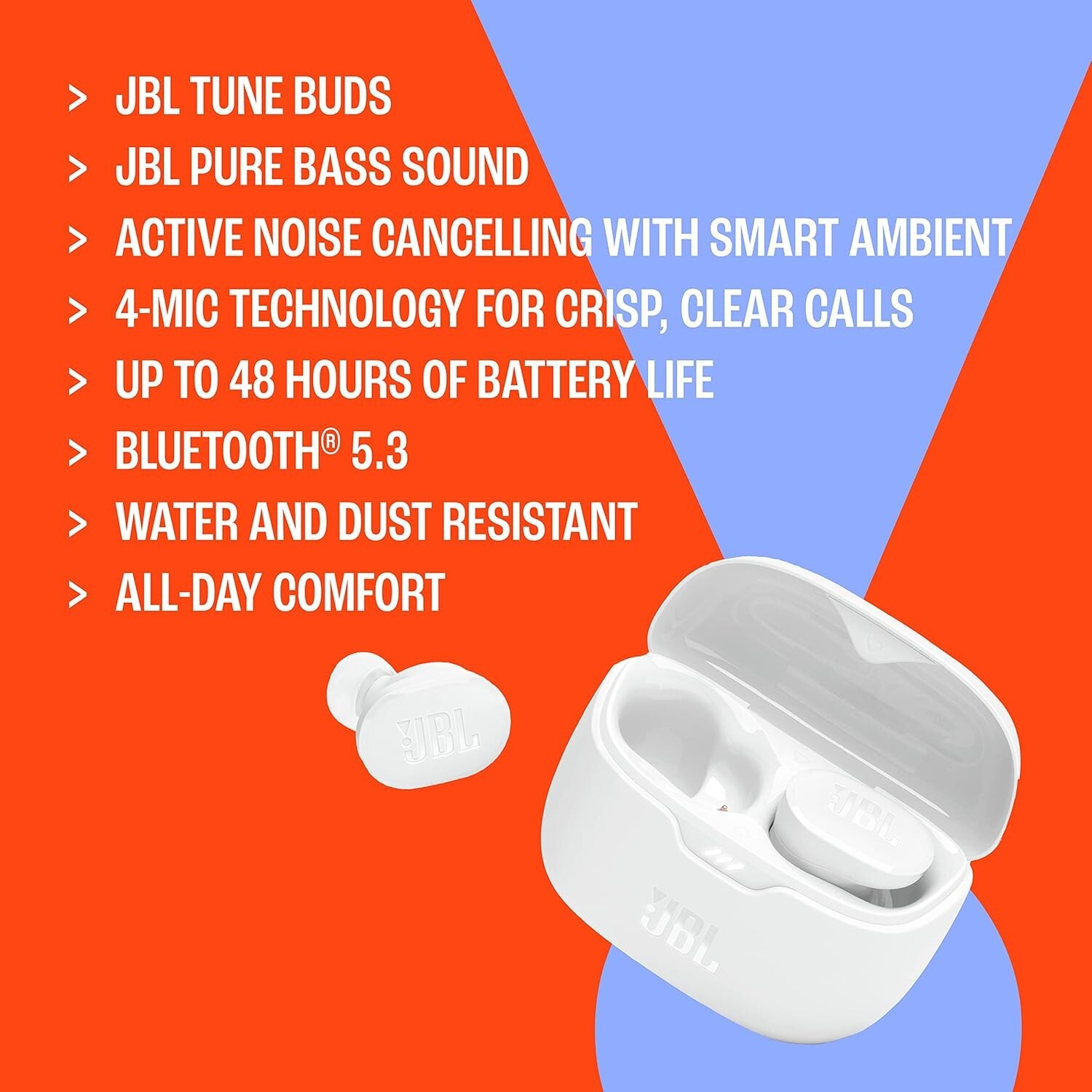 JBL Tune Buds True Bluetooth Wireless Stereo Noise Cancelling Earbuds White