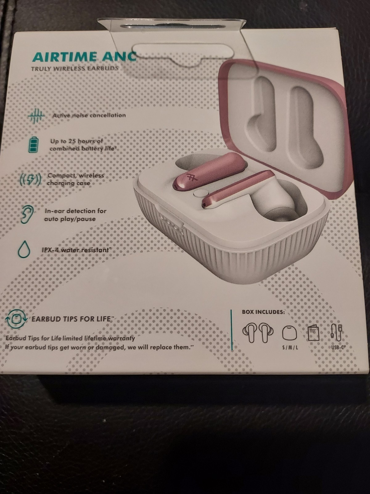 Airtime Wireless EarBuds With Noise Cancellation Rose Gold 25 Hr Battery Life