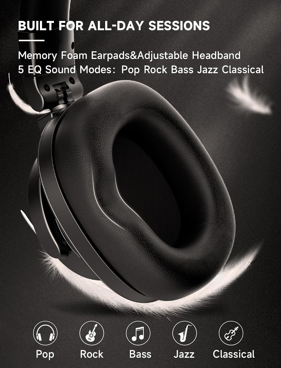 Bluetooth over Ear Headphones, Wireless Studio Monitor & Mixing DJ Headphones wi