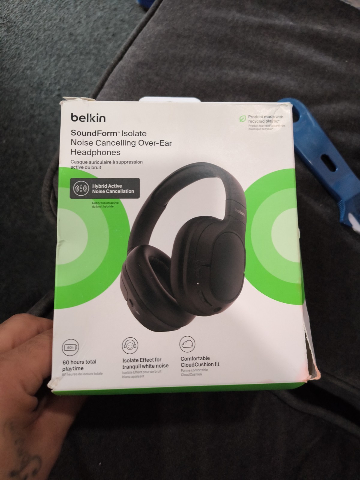 Belkin SoundForm Isolate Wireless Noise-Canceling Over-Ear Headphones Black