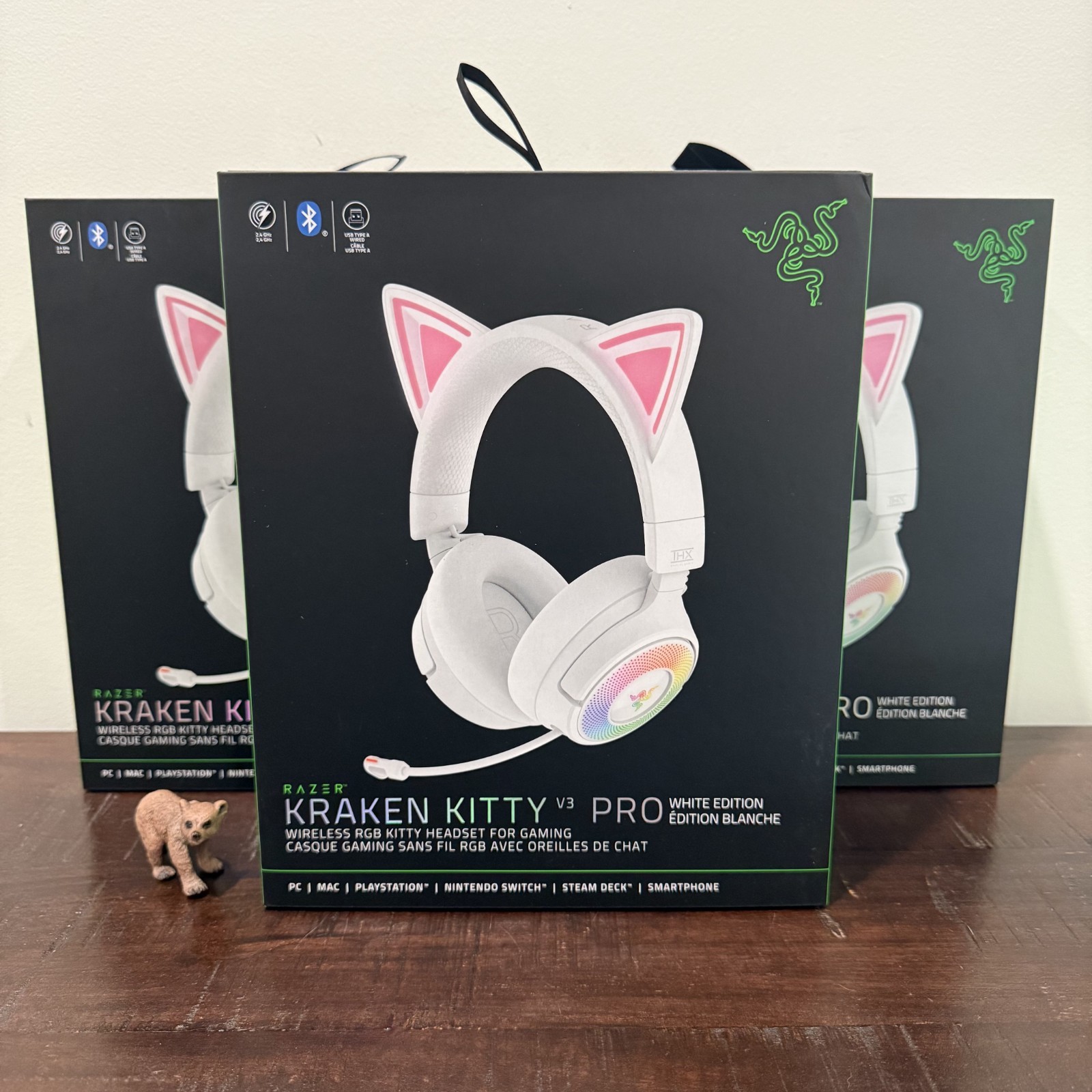 Razer Kraken Kitty V3 Pro Wireless RGB Headset White Kitty Ears Chroma NEW