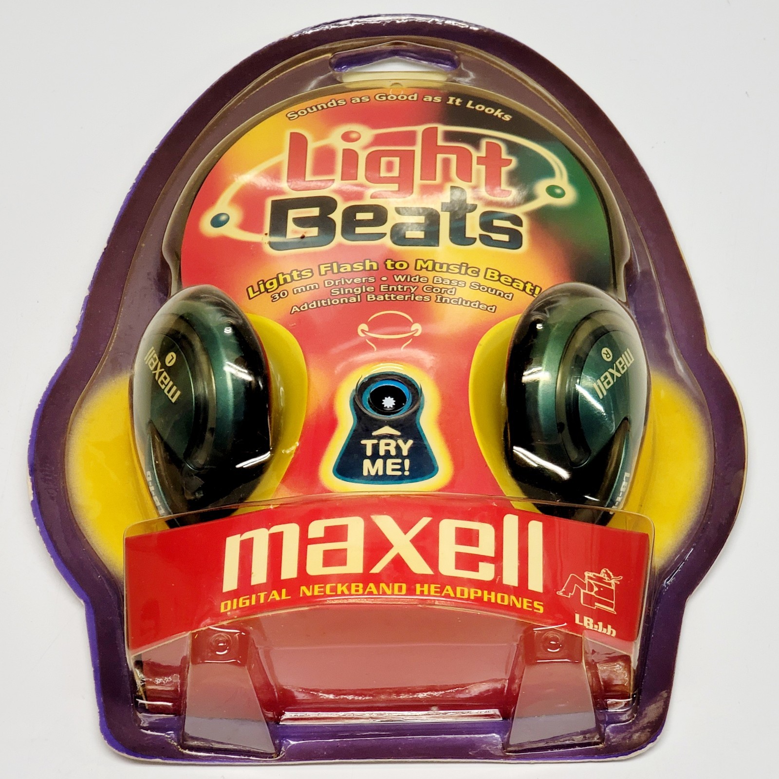 Maxell Light Beats Neckband Headphones Original Sealed Blue Vintage New Old