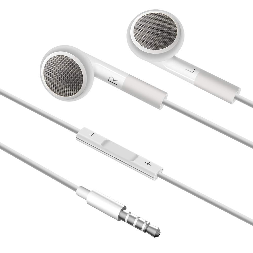 Jelanry 3.5mm Earphone Earbuds Headphones with Remote for Shuffle 2 3 4 White