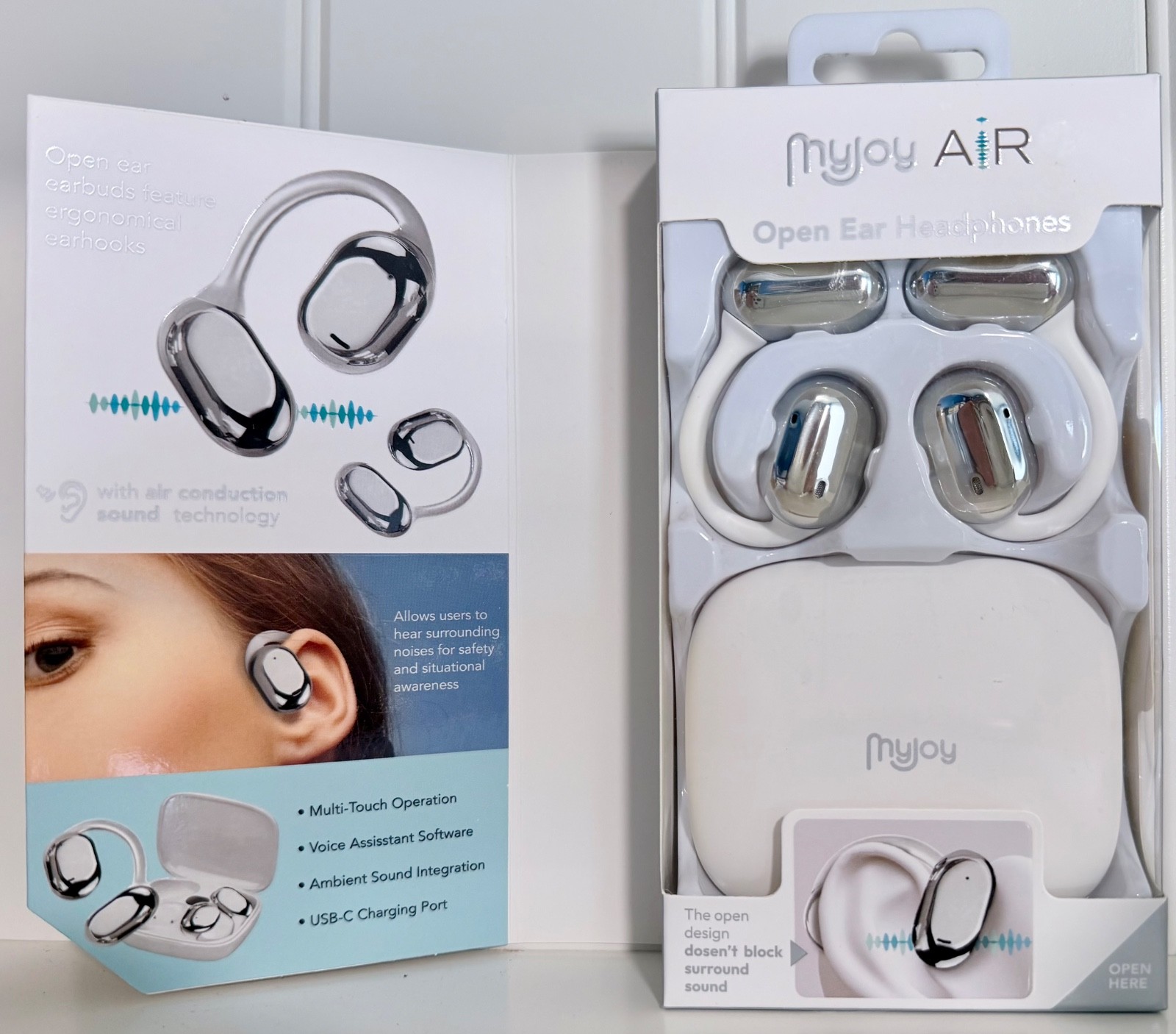 NEW (open box) MyJoy Air Open Ear Headphones/Earbuds bluetooth USB-C port