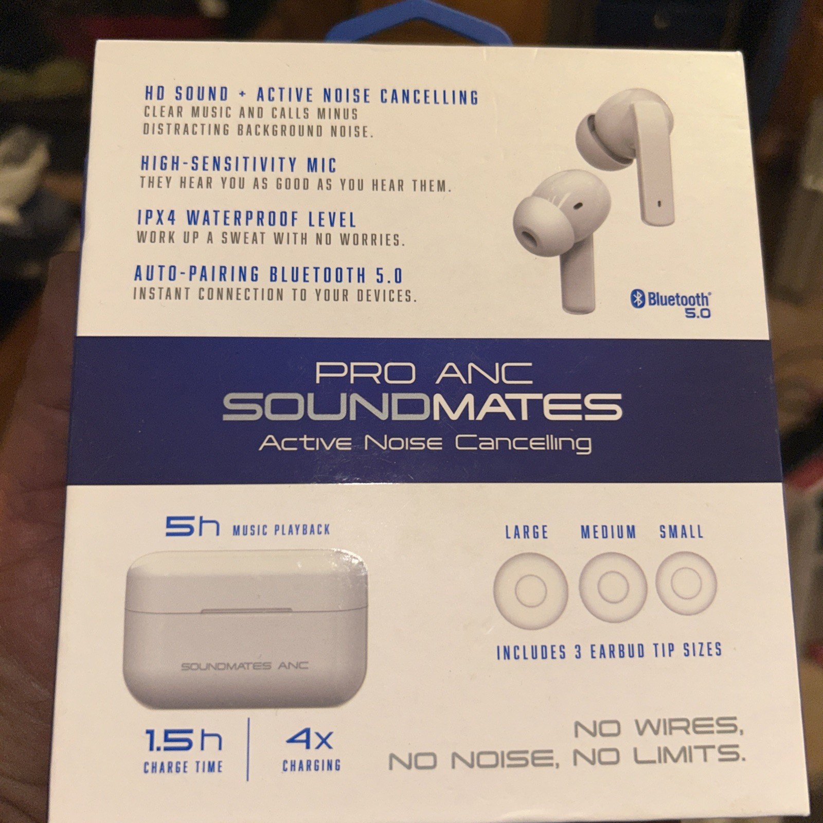 Tzumi SoundMates Pro ANC Bluetooth 5.0 Wireless Earbuds – White