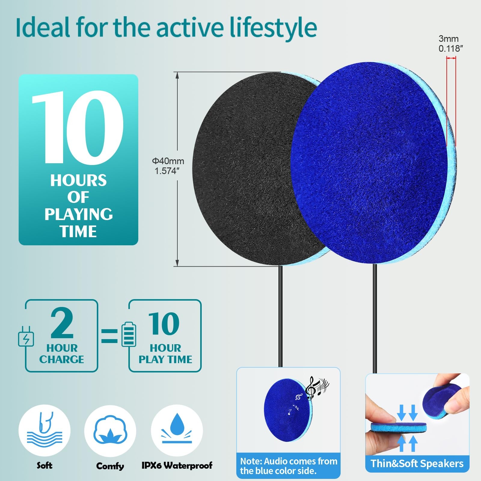 Bluetooth-Module V5.4 Ultra Thin 3mm Replacement Stereo Speakers,Pillow Speak…