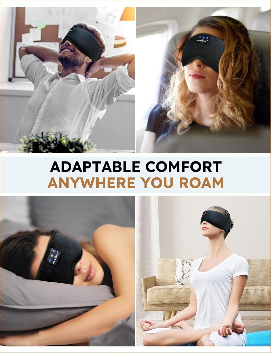 Bluetooth 5.4 Sleep Headphones with 3D Eye Mask, Music Earbuds Earphones