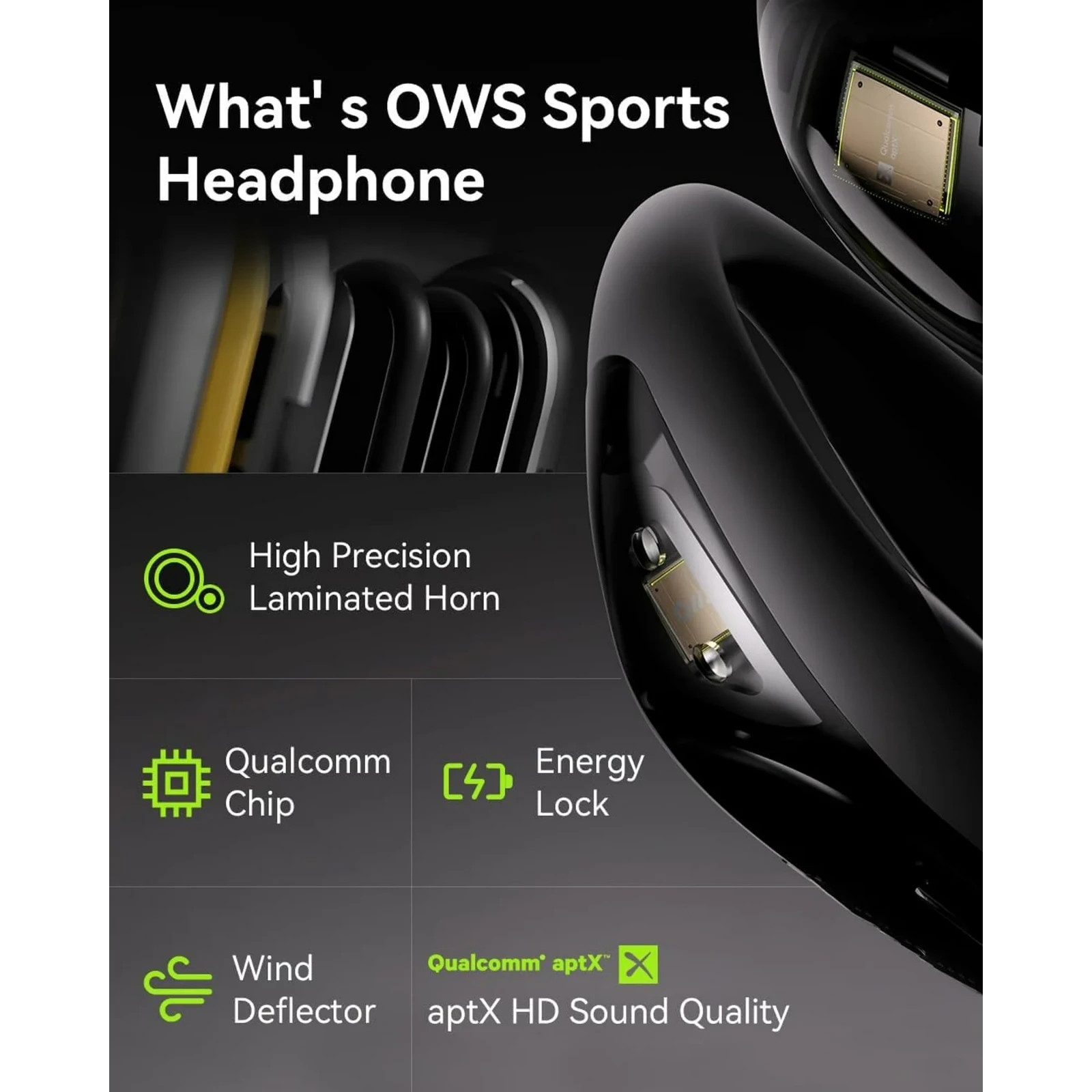 OWS Sports Headphones With Wind Delflection – Silver – NEW IN BOX