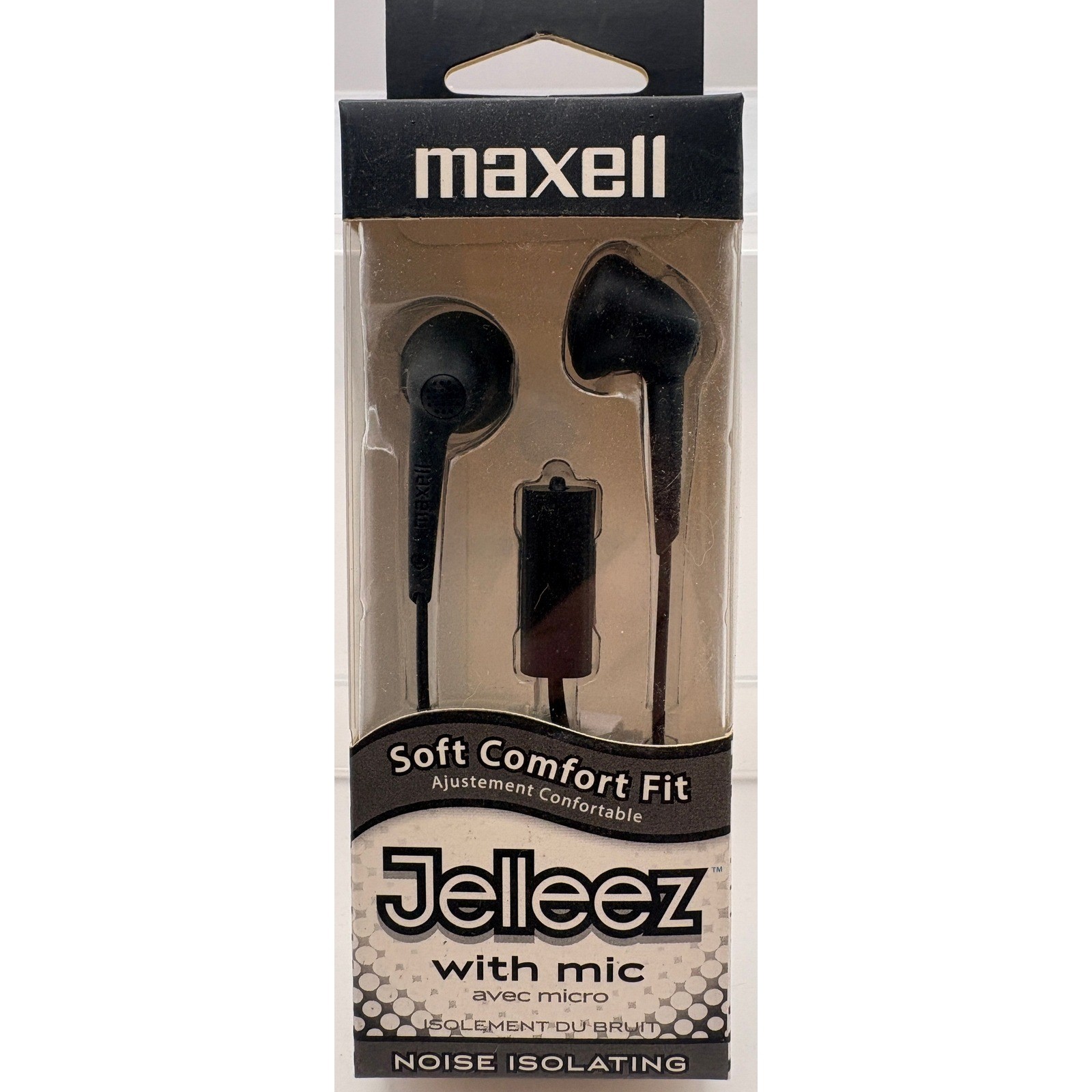 Maxell Jelleez Noise Isolating Earbuds with Mic Black JELM-BK Wired Earphones