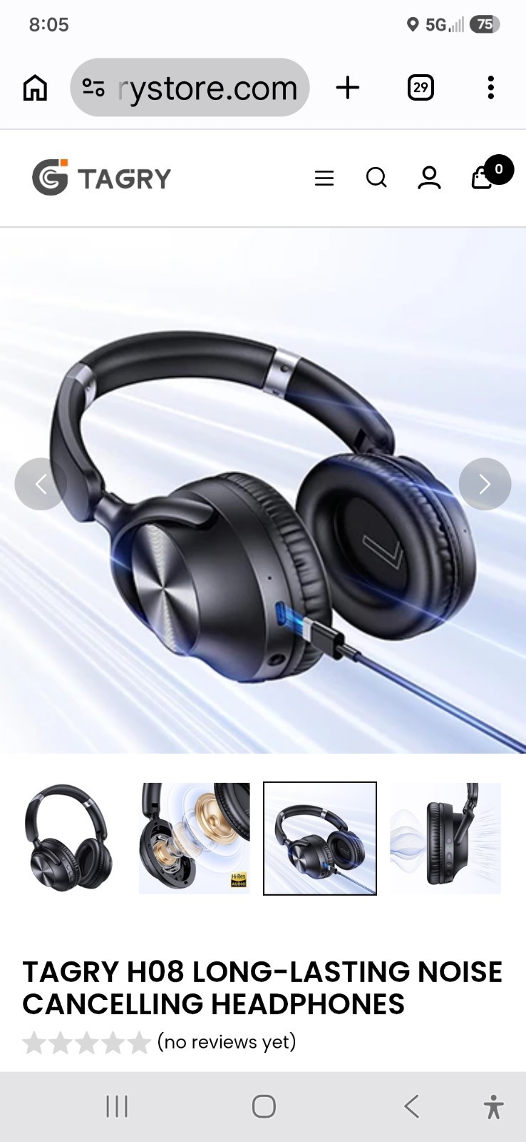 Tagry H08 Long Lasting Noise Canceling Headphones -New